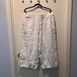 White Linen Wide-Leg Pants